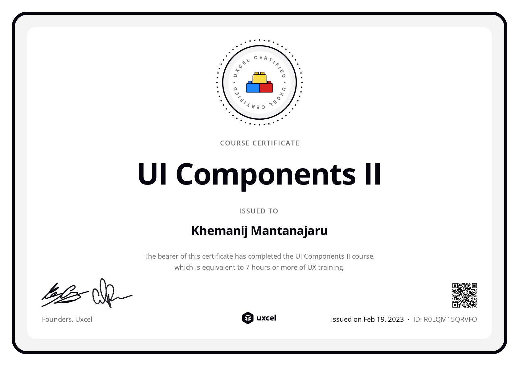 Khemanij Mantanajaru's certificate